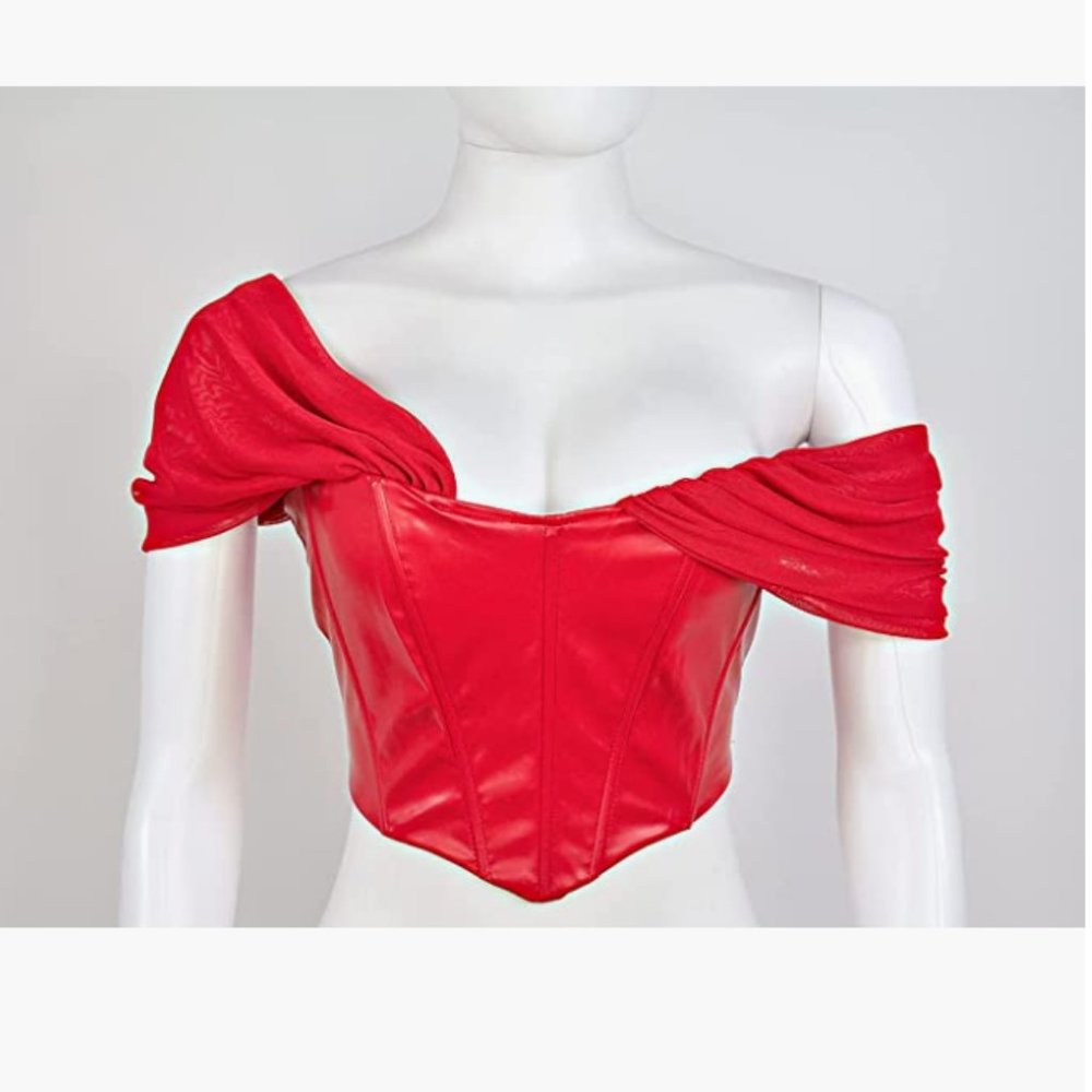 Dolls Kill Red Off-Shoulder Crop Top